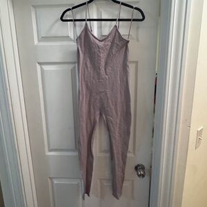 Zara ribbed knit jumpsuit --gray/tan